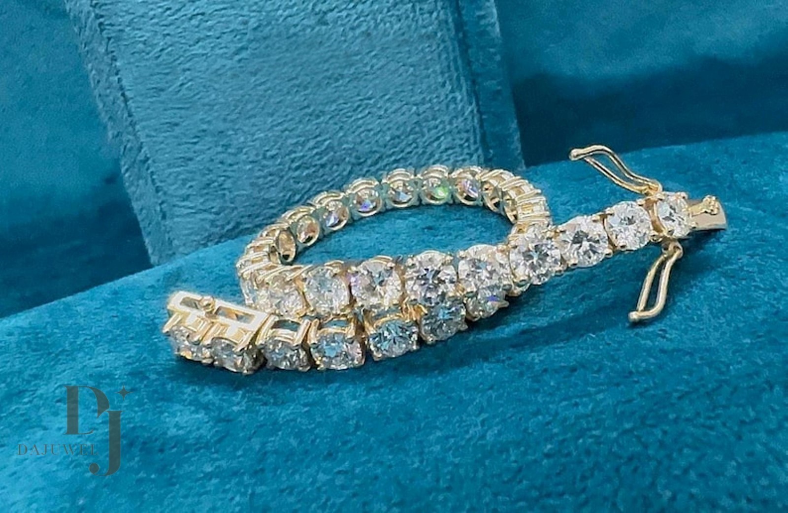 7′ Inch Long Tennis Wedding Bracelet Solid 14K Yellow Gold 7 CT Round Cut VVS1