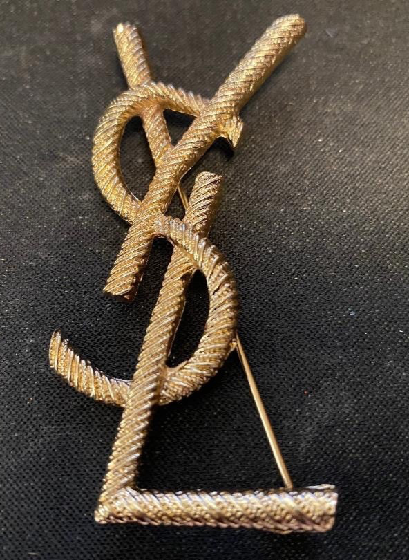 Brilliant YSL Yves Saint Laurent Opyum Twisted Brooch Stamped Brooch Pin