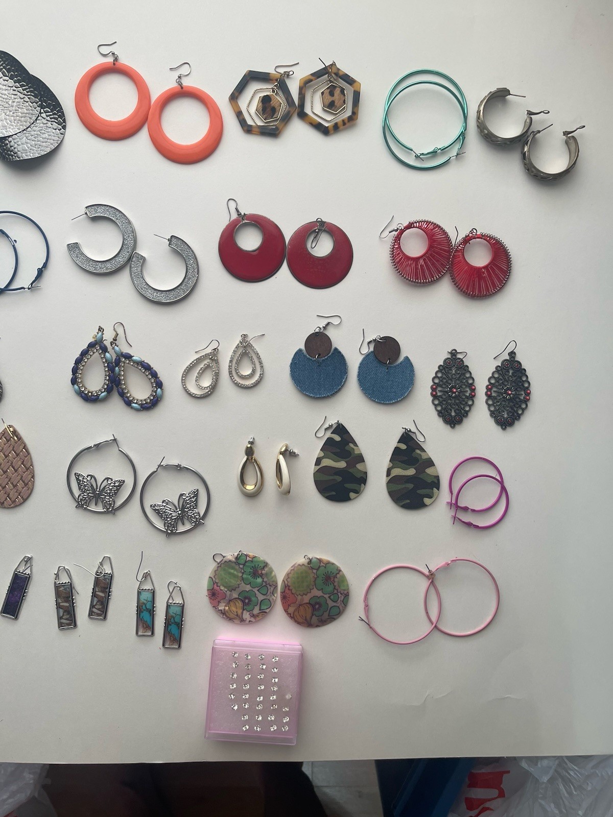 EARRINGS LOT DANGLE DROP HOOP STUD