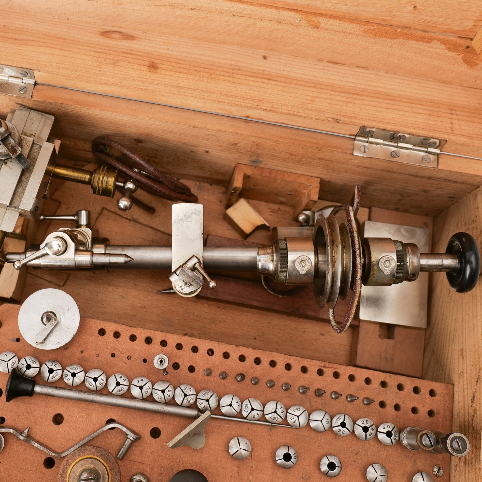 Watchmakers Lorch 8mm Lathe Kit Box Vintage Cross Slide Germany