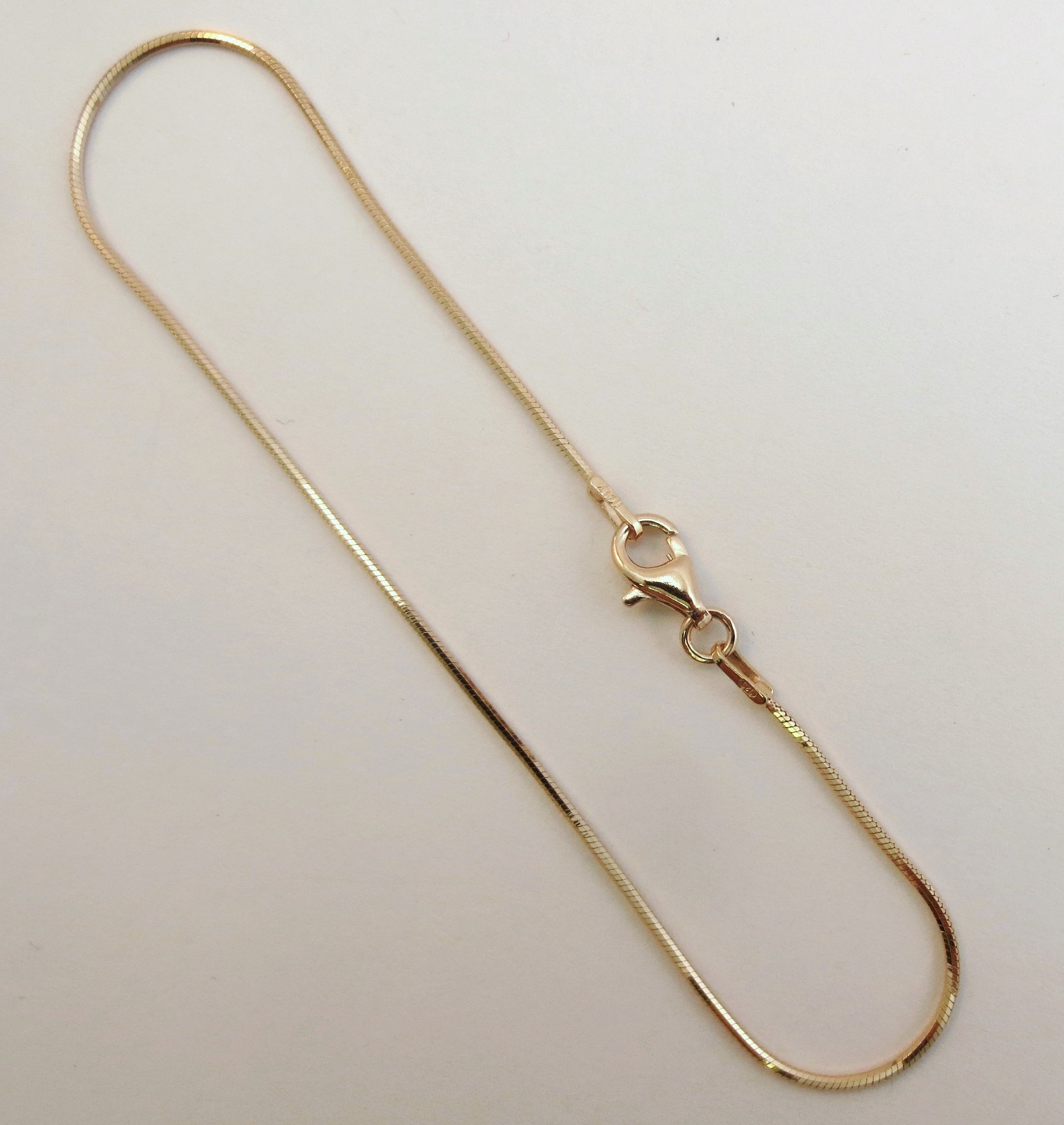 7,8,9,10,11 inches BRACELET, ANKLET. Vermeil Rose-gold Over S. Silver 1mm Snake