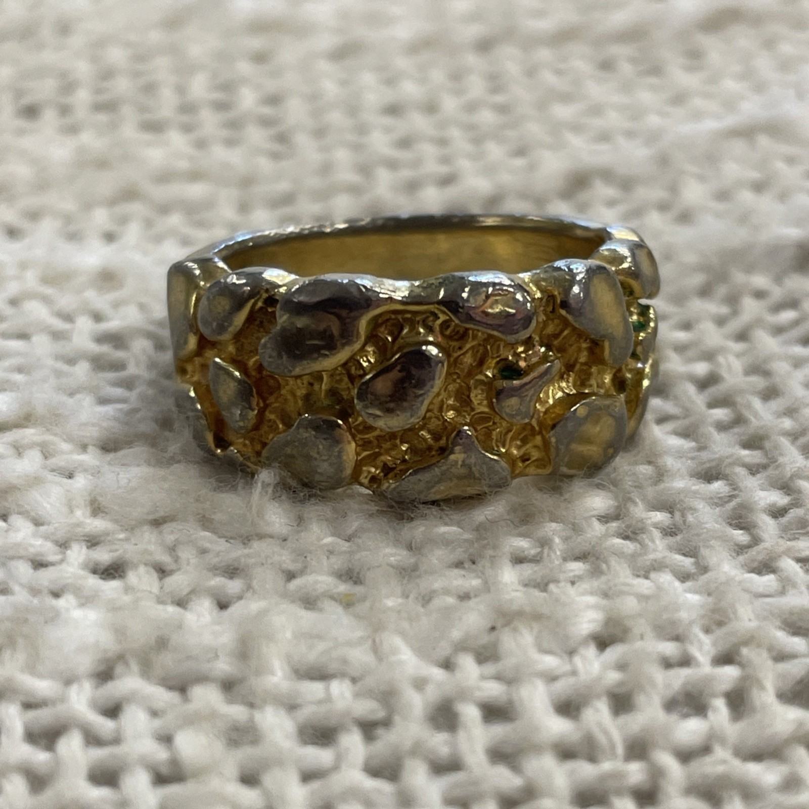Gold Toned Gold Nugget Lookalike Band Ring Size 9