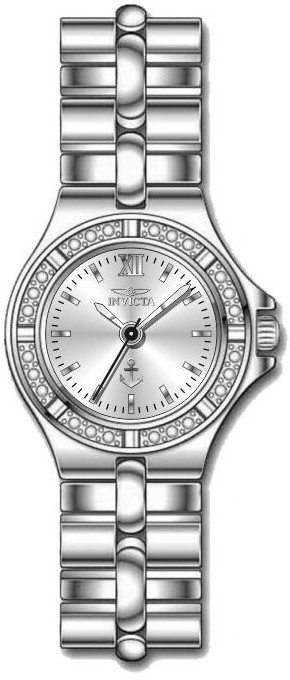Invicta Ocean Voyage Ladies Quartz Watch, 21.5mm, Silver, Crustals (48697)
