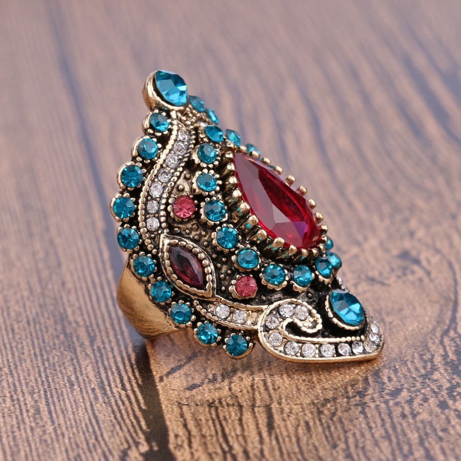 10pcs Wholesale Pink Crystal Blue Diamond Stone Metal Jewelry Ring Men Women