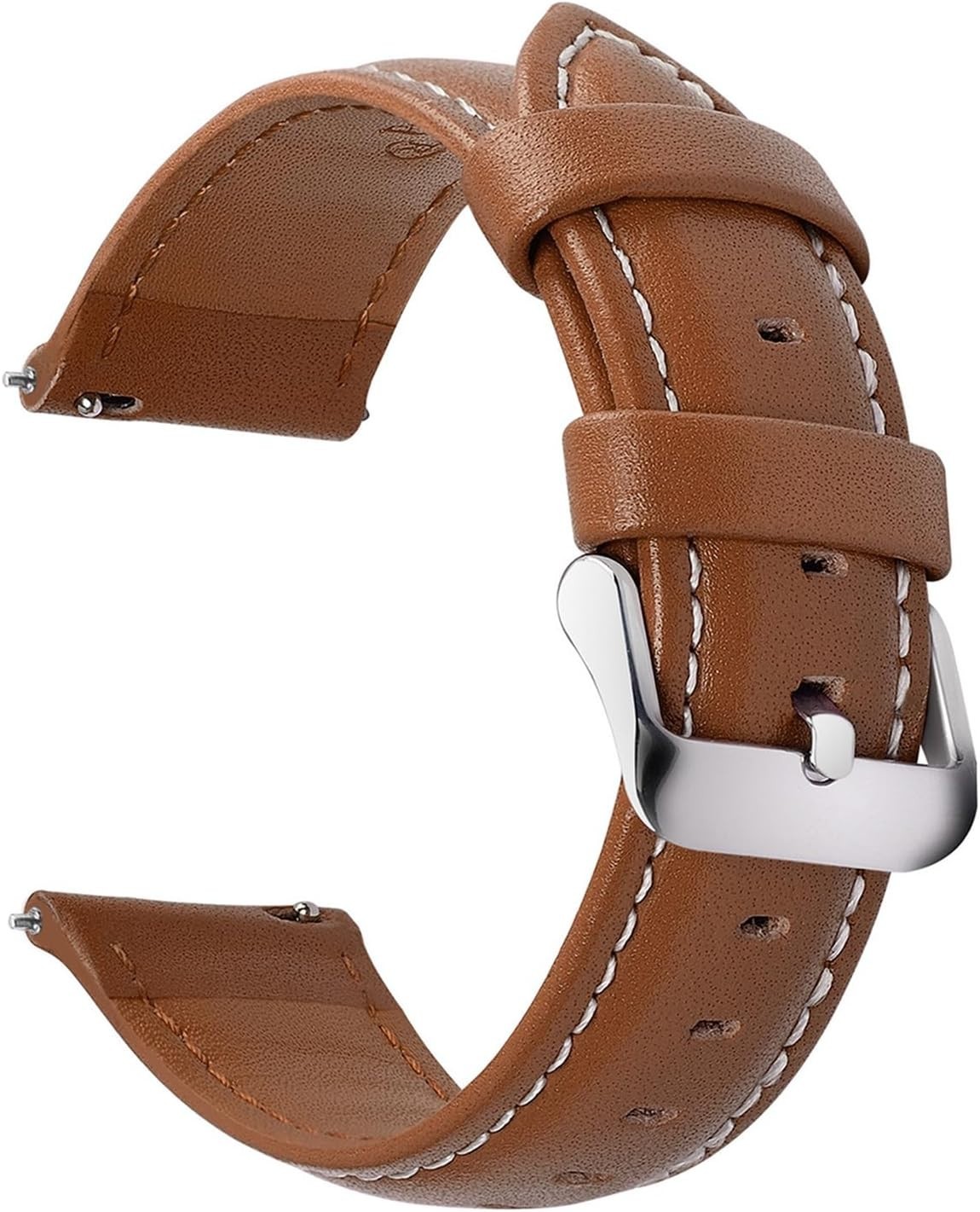 Versatile 19mm Brown Leather Watch Strap with Quick Release for Easy Fit