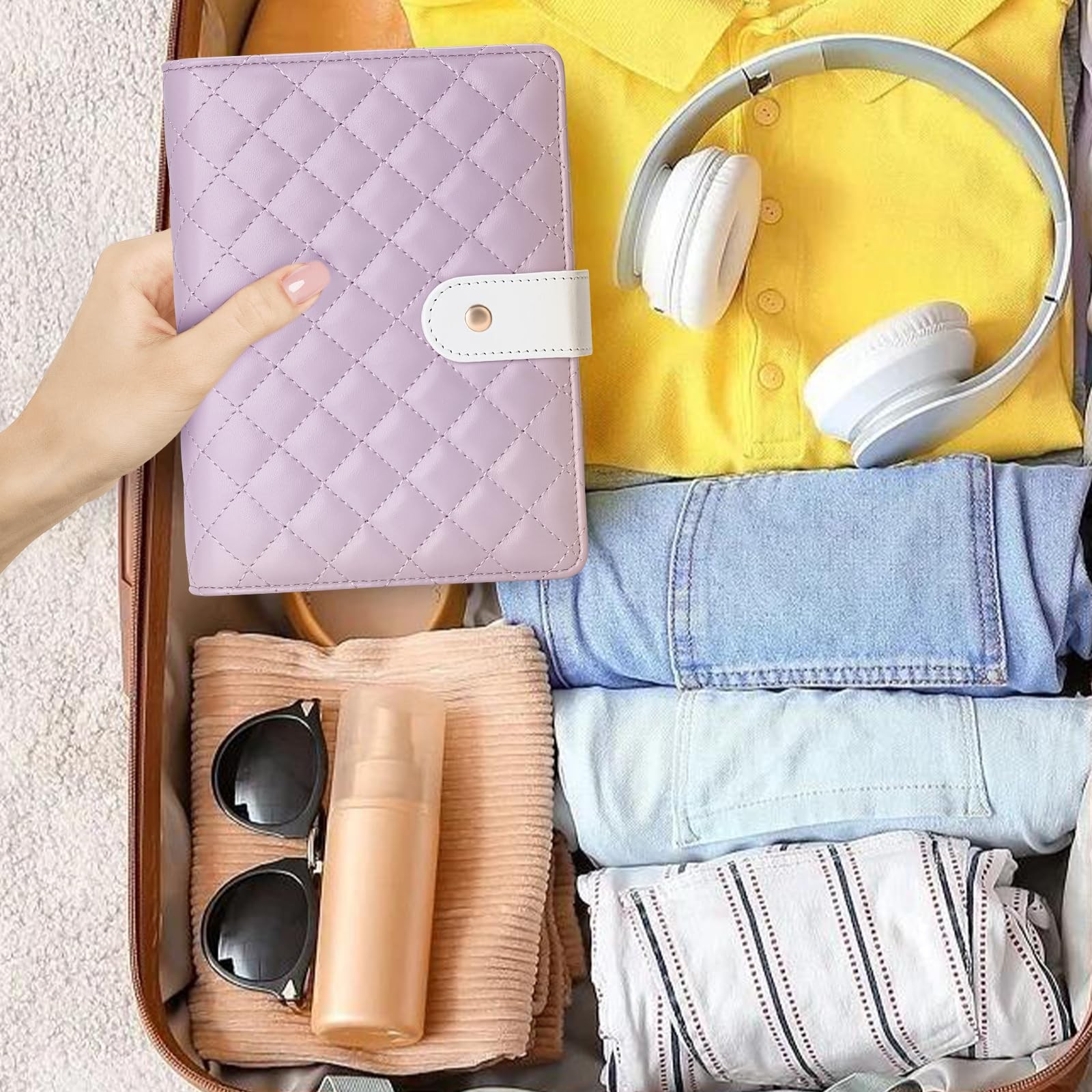 WOOMADA Travel Jewelry Organizer Case, With Mirror, Lavender (with mirrori)