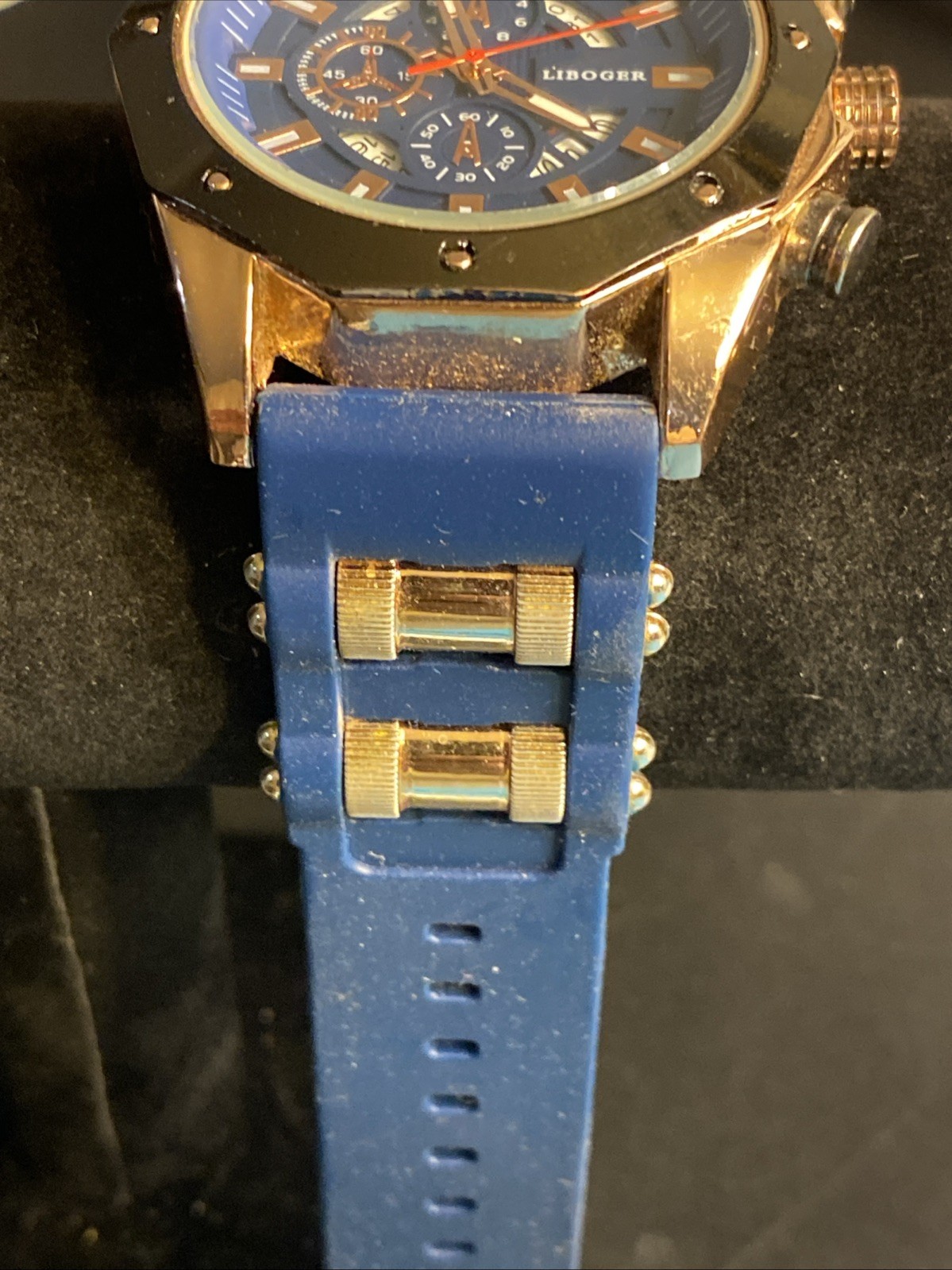 Liboger, Quartz, Blue/ Gold, Men’s Watch W Comfort Band Sport New Battery