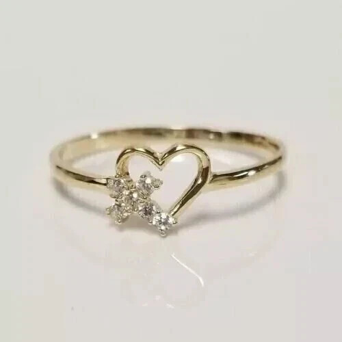 1 Ct Round Lab Created Diamond Wedding Heart Cross Ring 14K Yellow Gold plated
