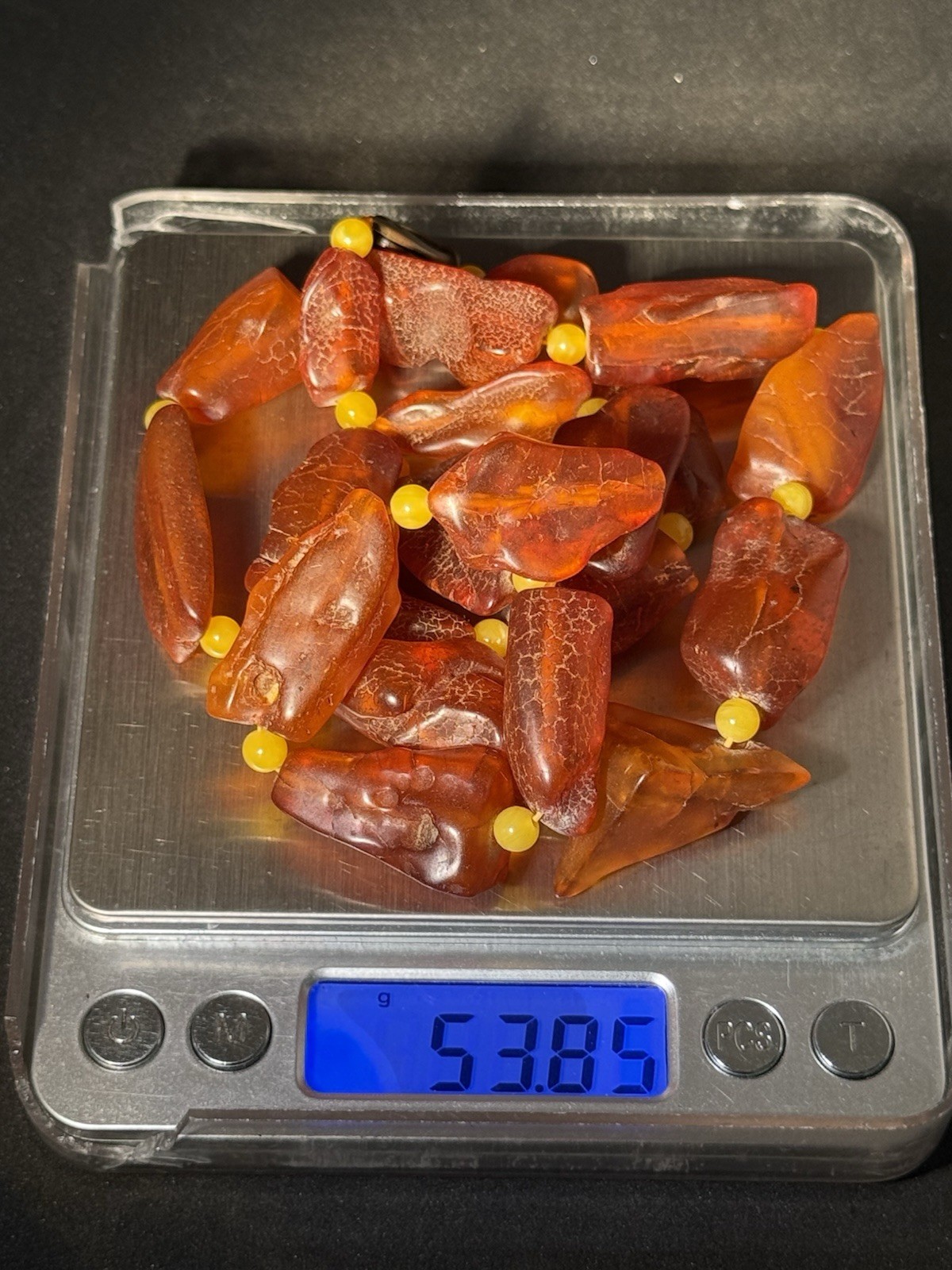 Natural Baltic Amber Necklace Freeform Beads Honey Color 26” 53.85g Lithuania