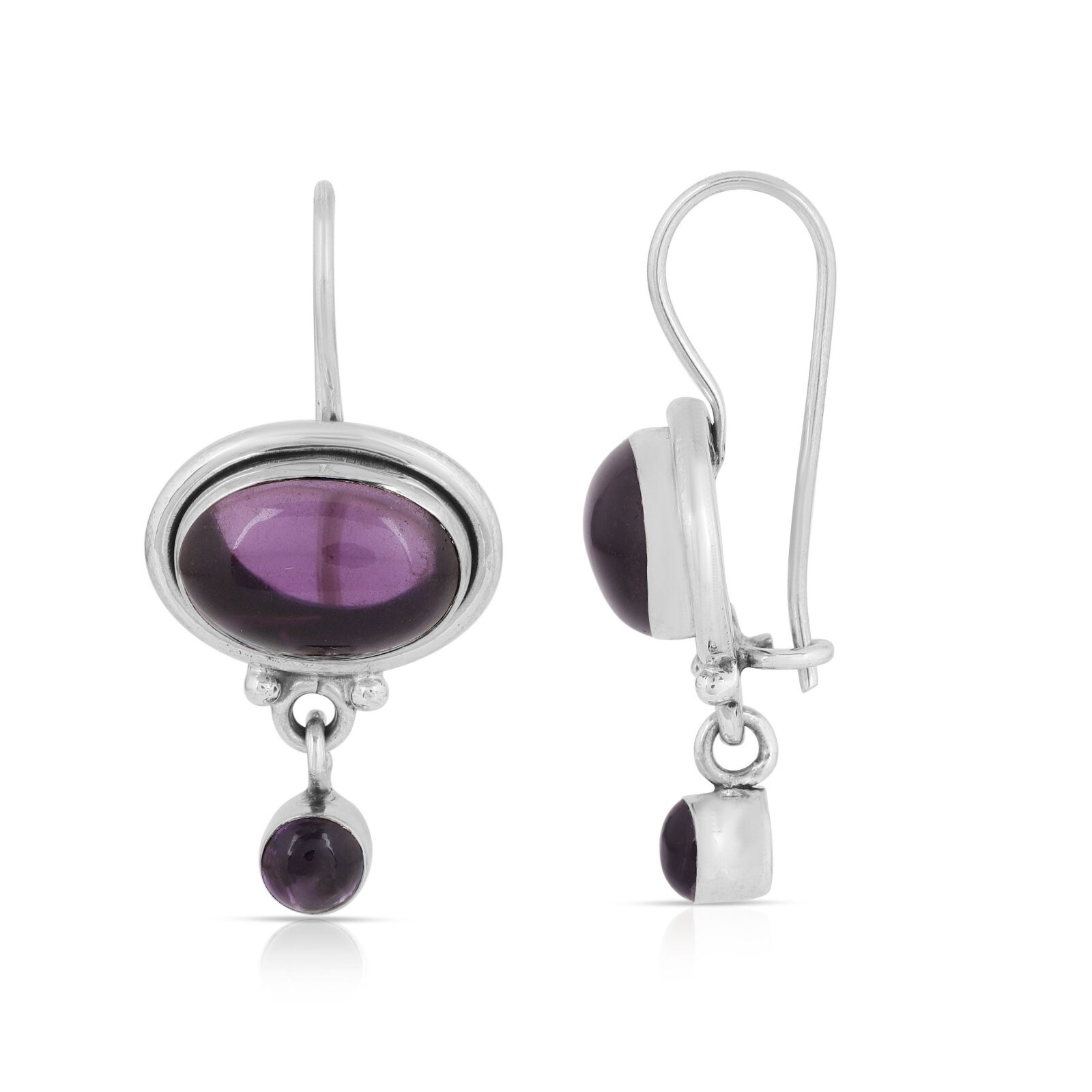 925 Sterling Silver Handmade Silver Earrings Natural Amethyst Stone Earrings