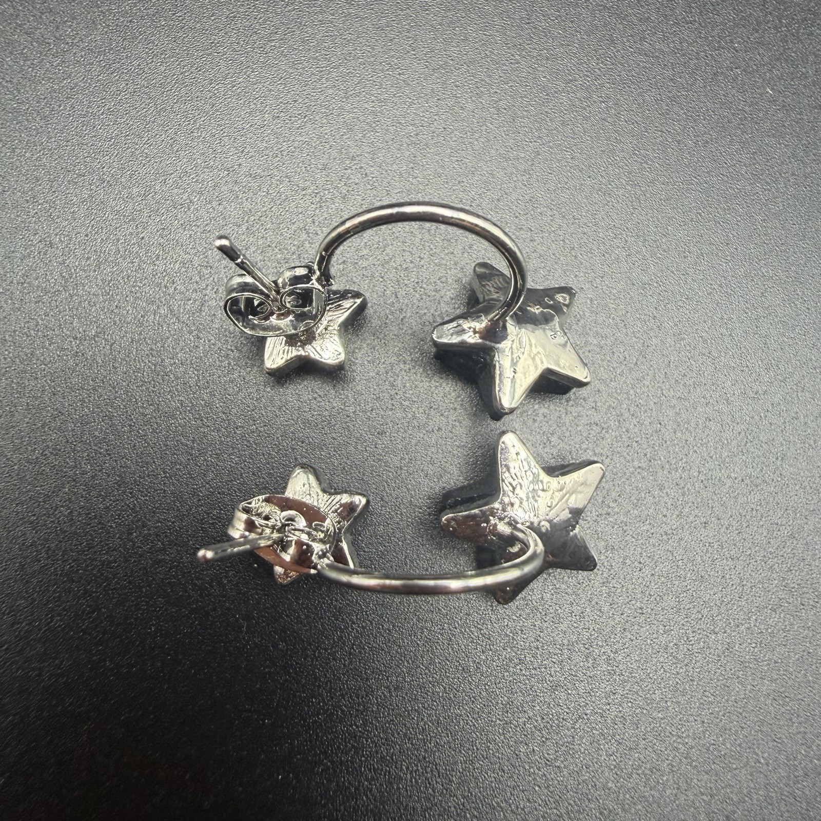 Gothic Black Star Front Back Ear Jacket Earrings, Punk Y2K Emo Celestial Jewelry