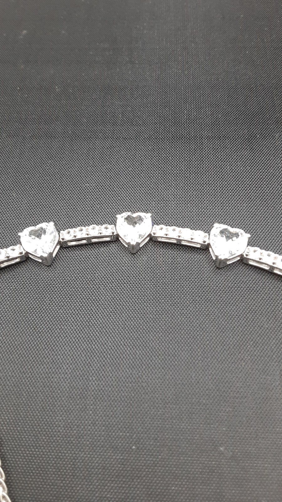 Lab Created White Sapphire Heart Shaped Bolo Bracelet Sterling Silver 7.0-9.0 In