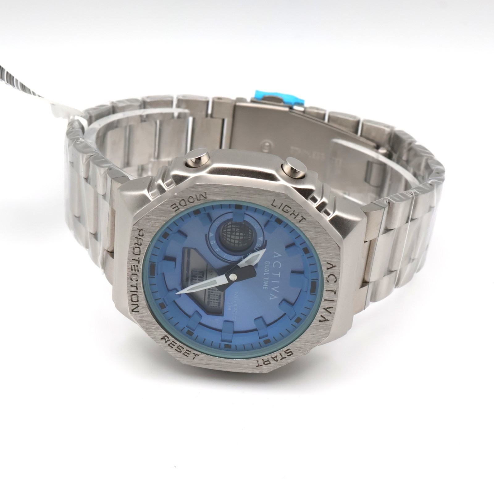 Invicta Activa Signal X Analog Digital Watch 45.5mm Silver Blue ACWM423-004