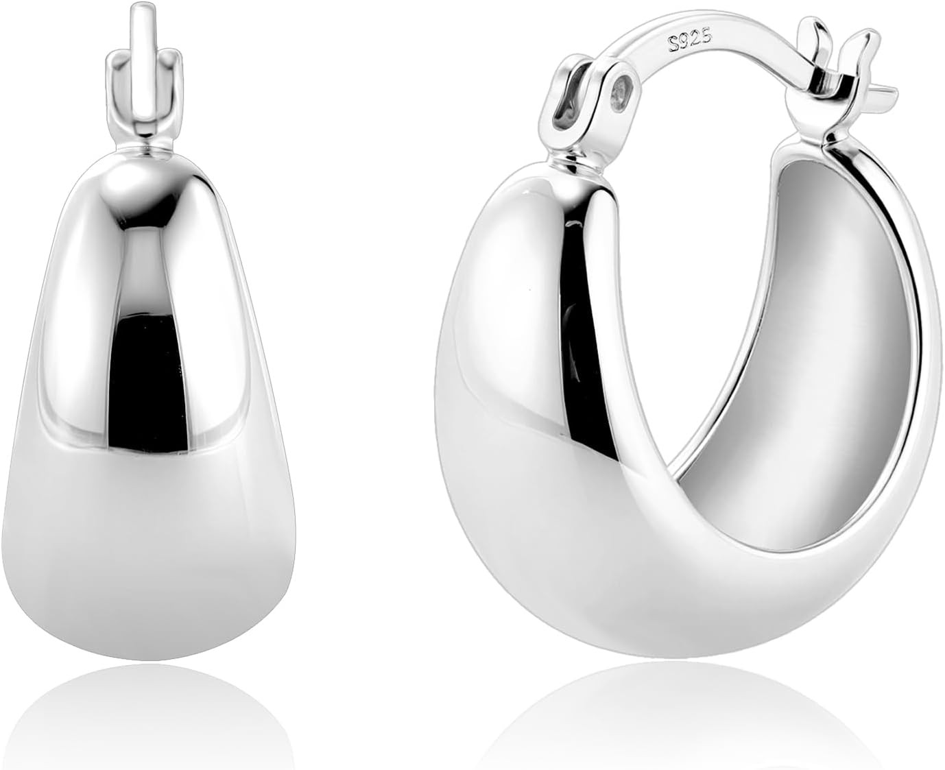 Thick Silver Chunky Hoop Earrings for Women Hypoallergenic Huggie | Hoops Everyd