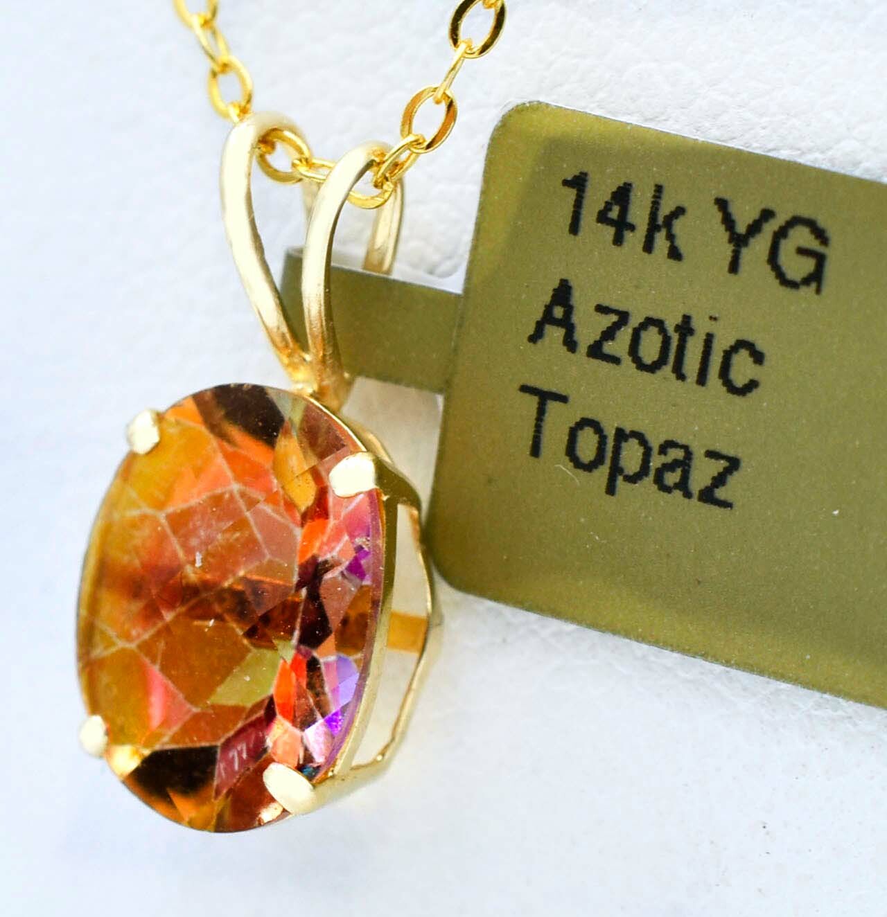 AZOTIC TOPAZ 7.16 Cts SINGLE GEMSTONE PENDANT 14K YELLOW GOLD – New With Tag