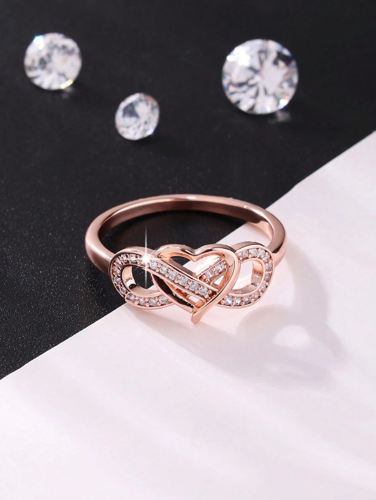Infinity CZ Ring Heart Forever Endless Love Eight Shape Band Ring Women Jewelry