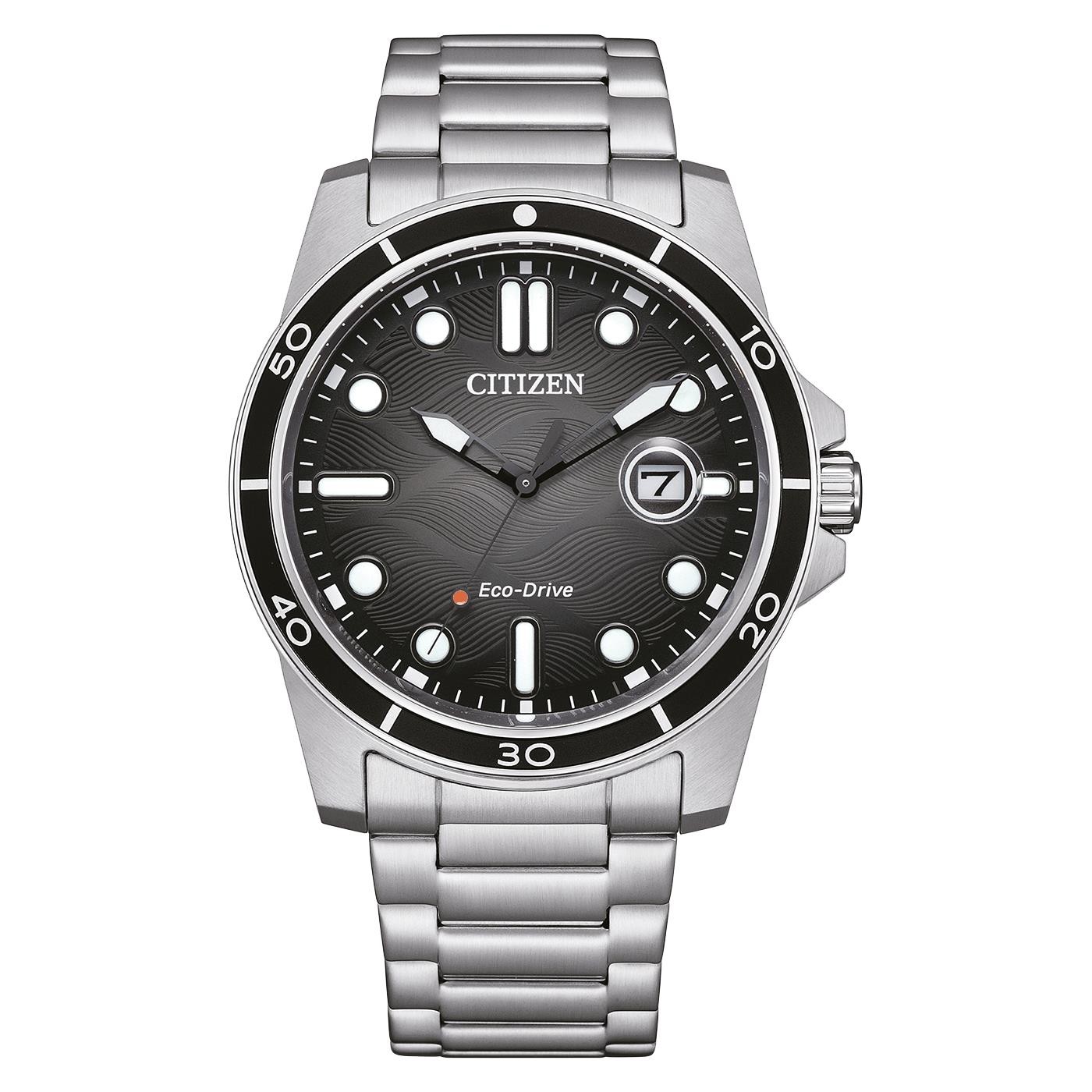 Citizen Men’s Marine 1810 Eco-Drive Black Dial Watch – AW1816-89E NEW
