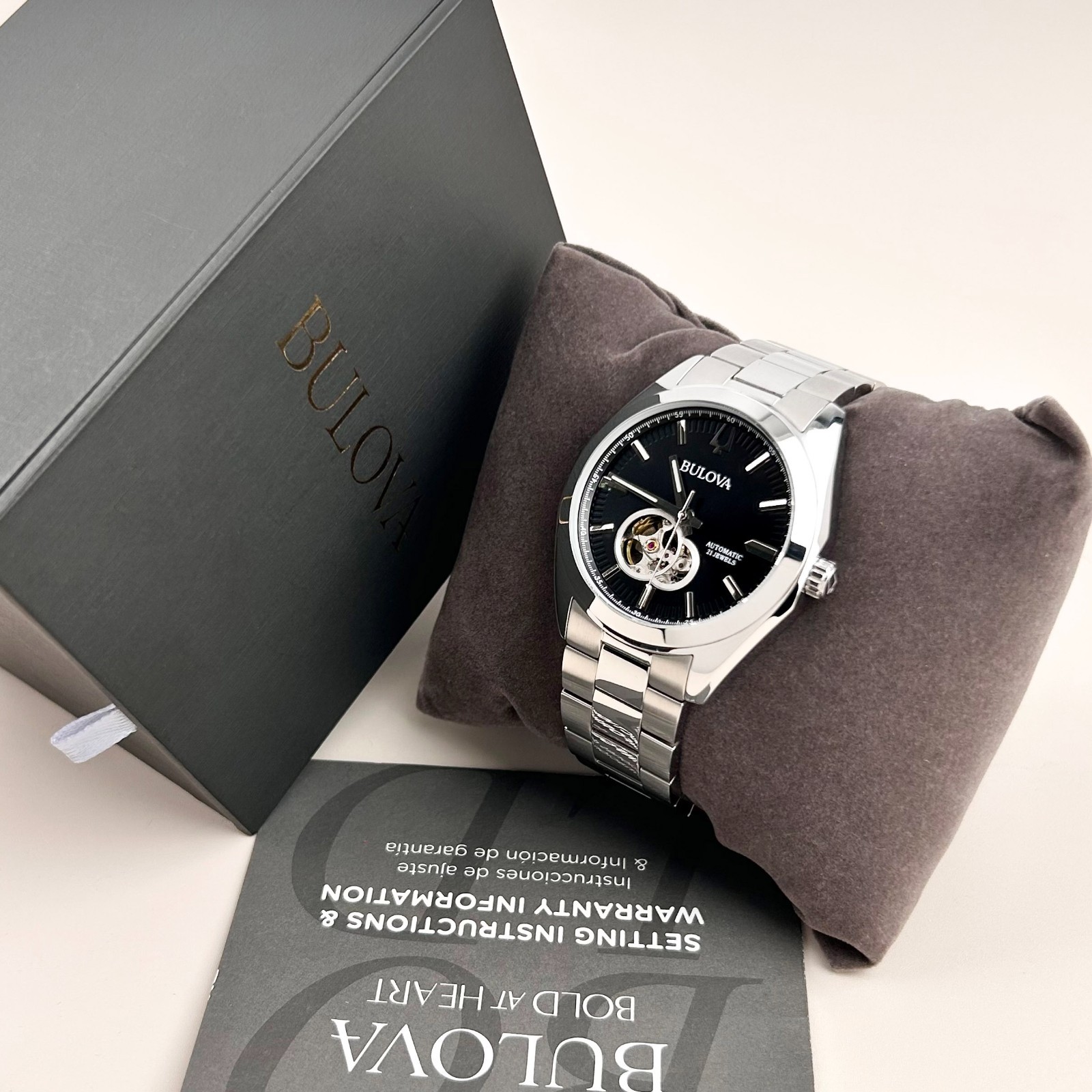 New Bulova Surveyor 96A270 Black Dial Men’s Classic Automatic Chronograph 42mm