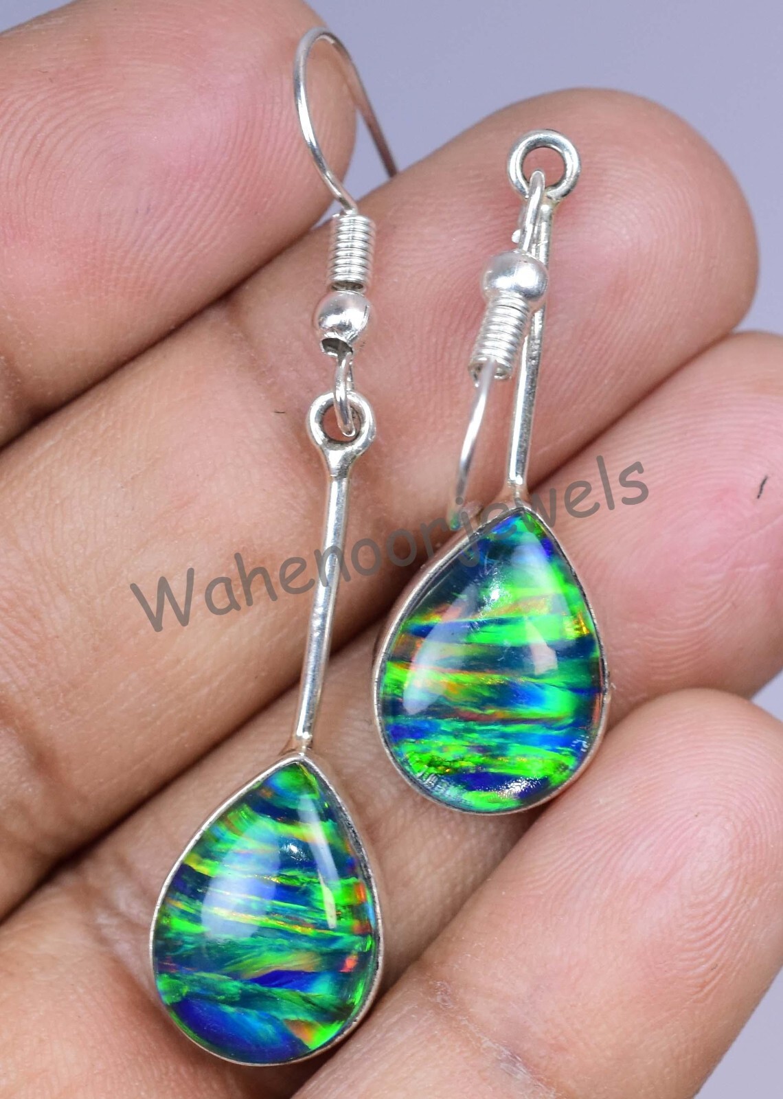 22.75 Ct Fire Opal Pear 925 Sterling Silver Beautiful Earring For Her Certified