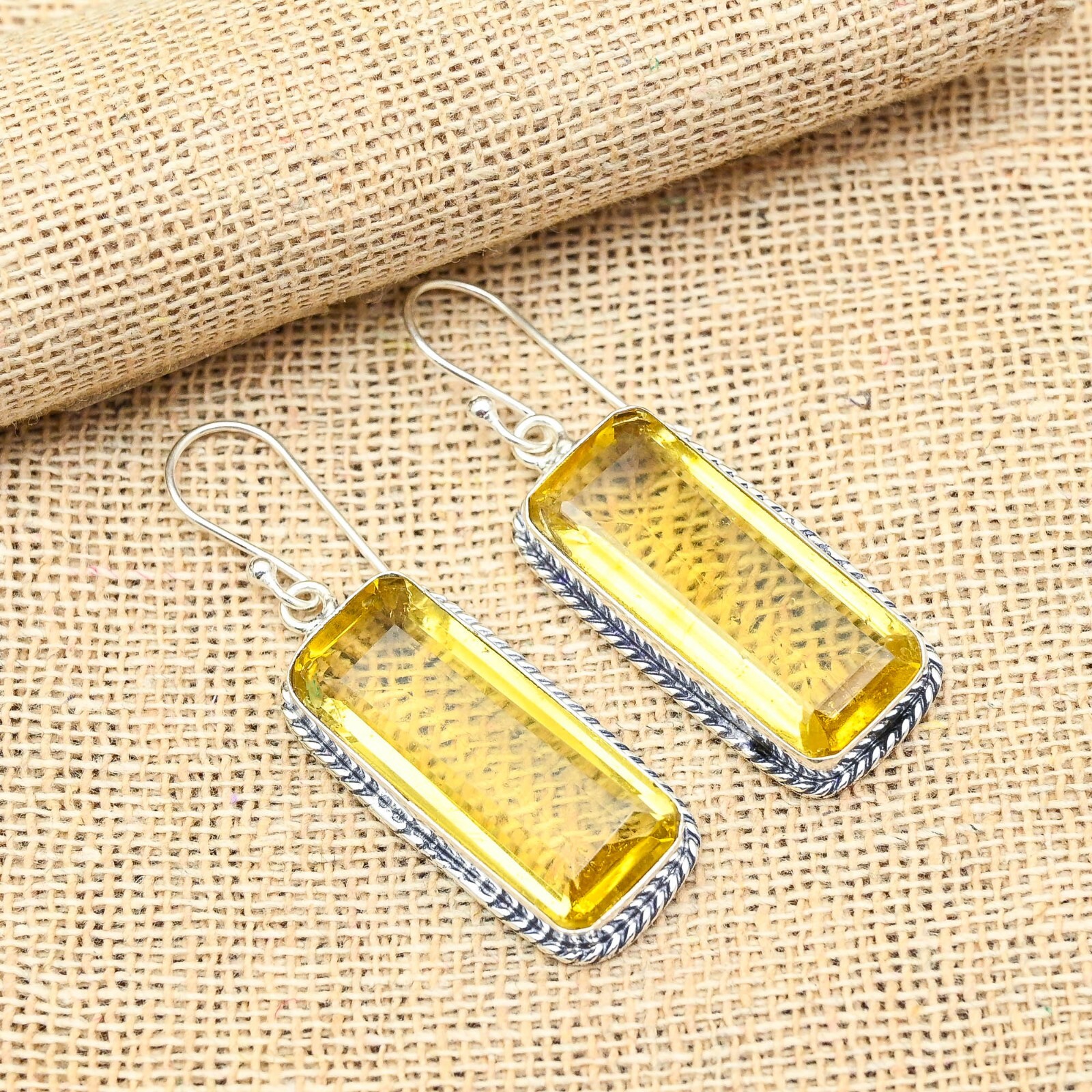 Citrine Gemstone Handmade 925 Sterling Silver Jewelry Earring