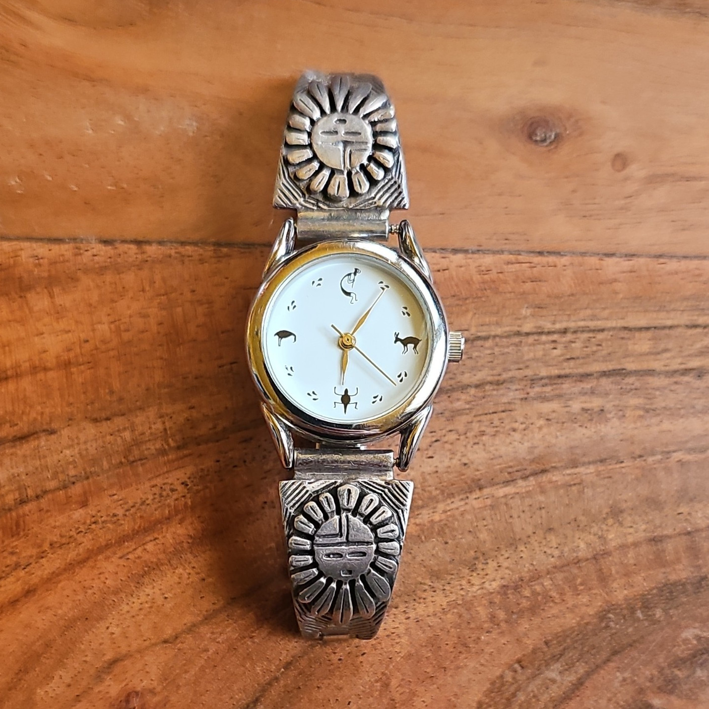 Vintage Sterling Silver Zuni Sunface Watch Tips Southwestern Watch Stainless