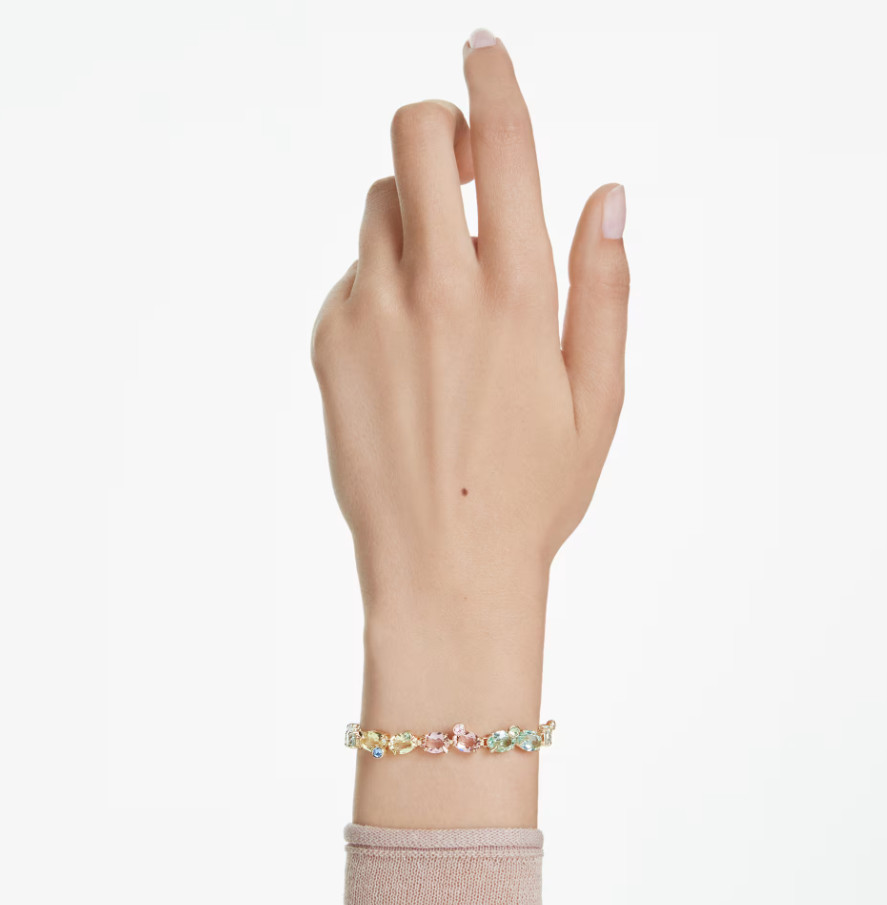Swarovski Gema Rainbow Crystal Bracelet 18K Gold Finish for Women