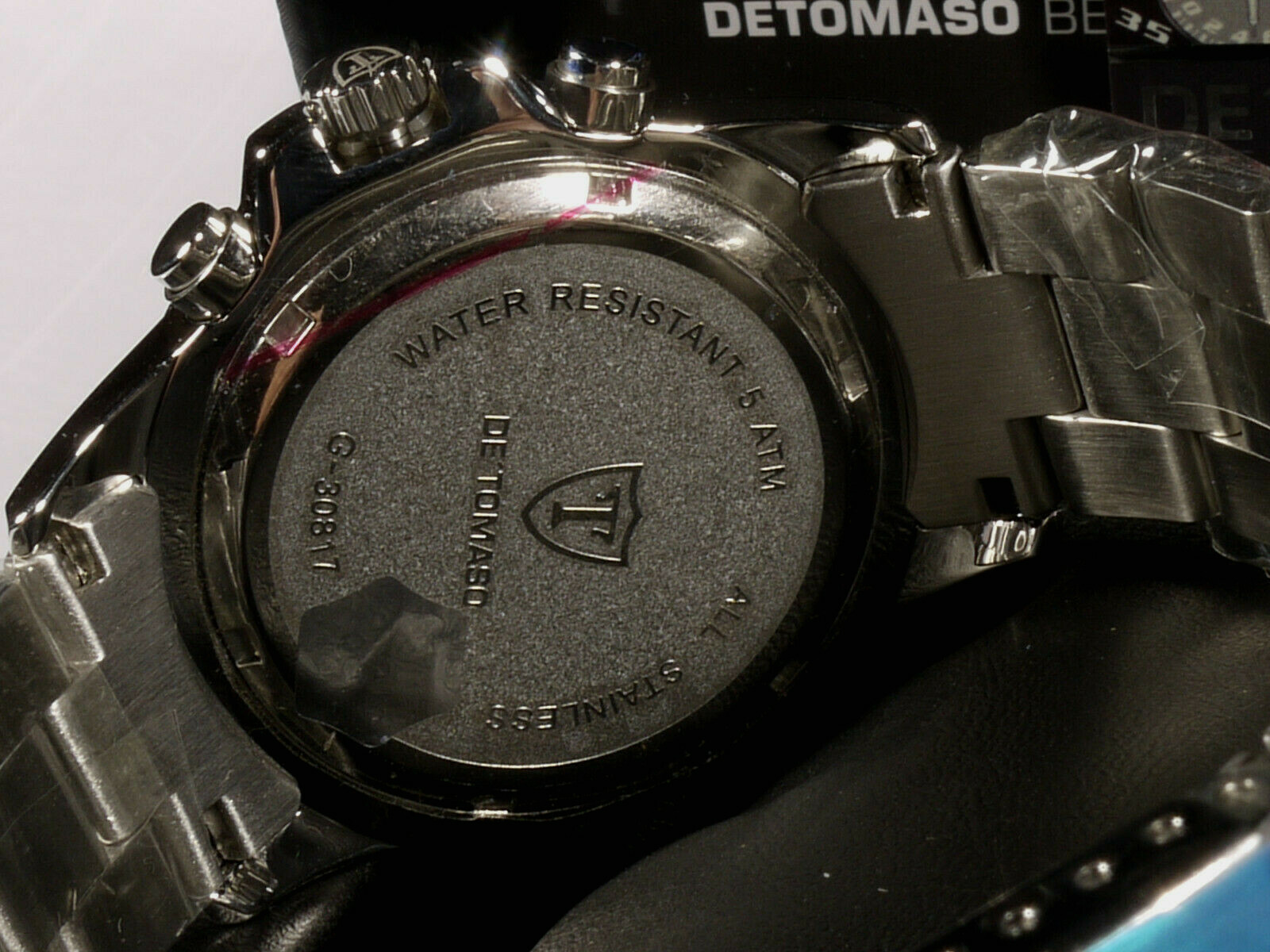 PRL) DETOMASO CHRONOGRAPH STEEL WRIST WATCH MONTRE QUARTZ WRIST WATCH