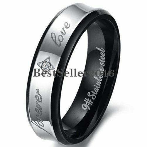 “Forever Love” Engagement Promise Ring Men Women Stainless Steel Wedding Band