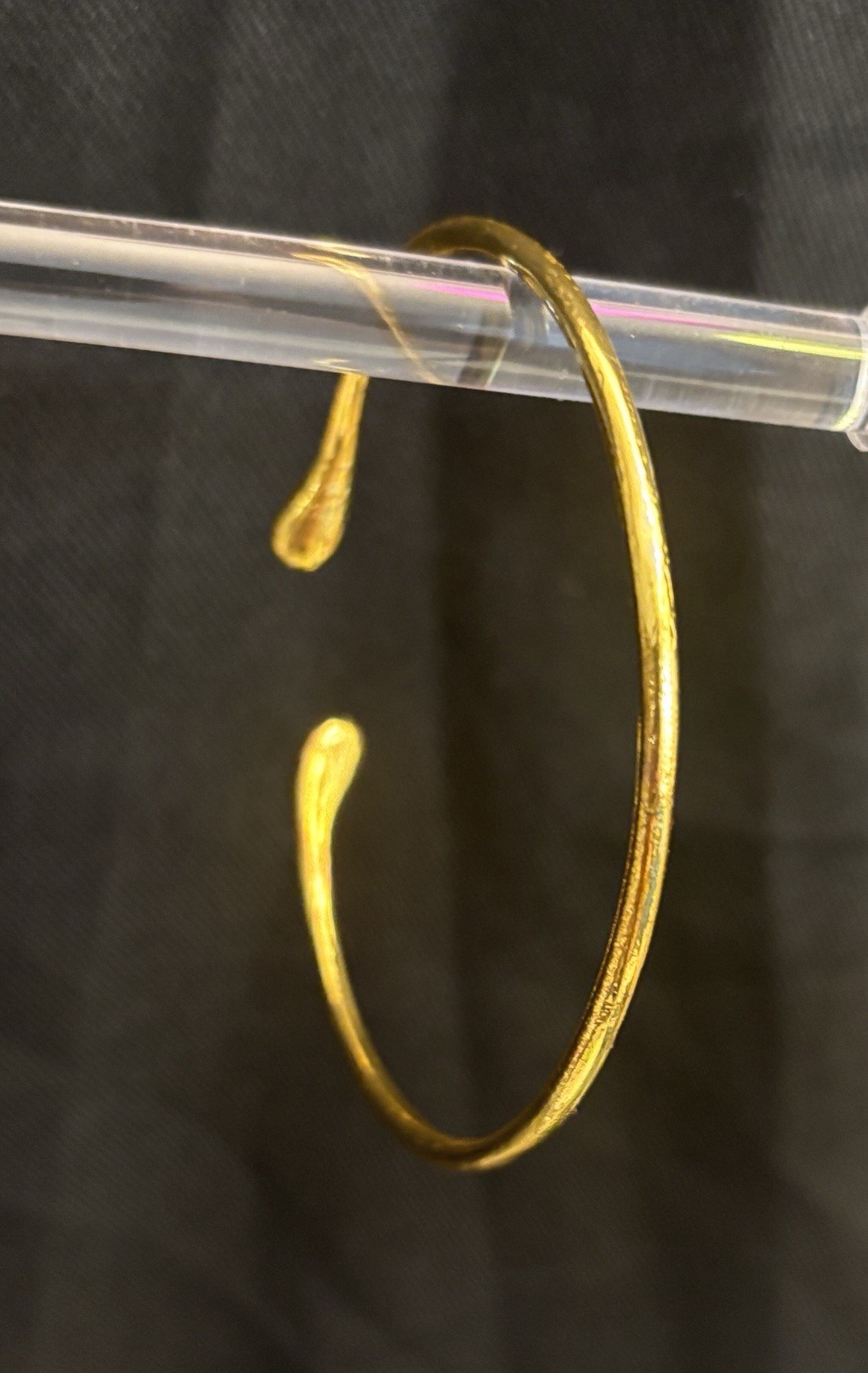 925 Vermeil Gold over Sterling Silver Open Bangle Bracelet 3in x2.5in 12.43grams