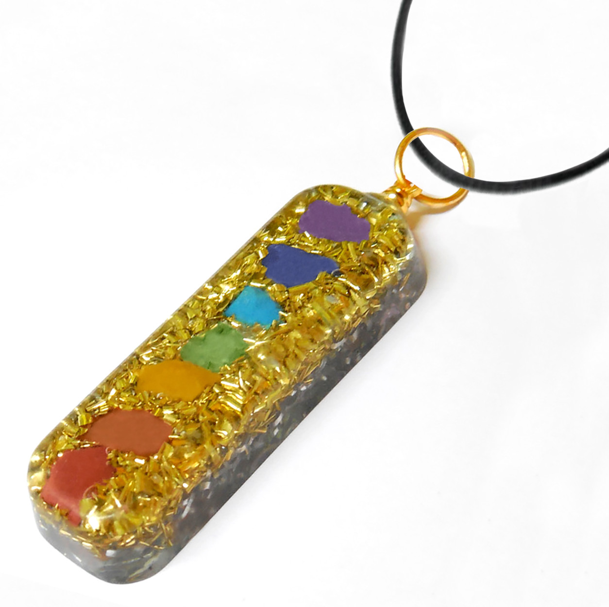 Orgonite 7 Chakra Necklace Orgone Energy Generator Pendant Copper Coil Handmade