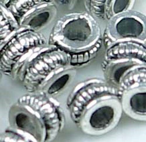 25 Antique Silver Pewter Rondelle Spacer Beads 4x3mm
