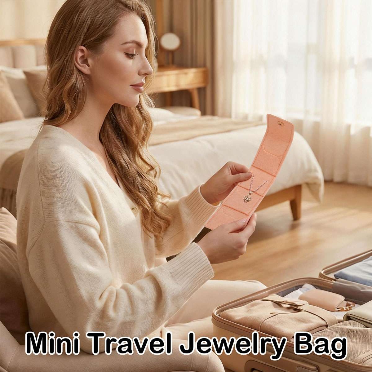 Travel Jewelry Organizer Roll Bag Case Foldable Rings Earrings Necklaces Holder