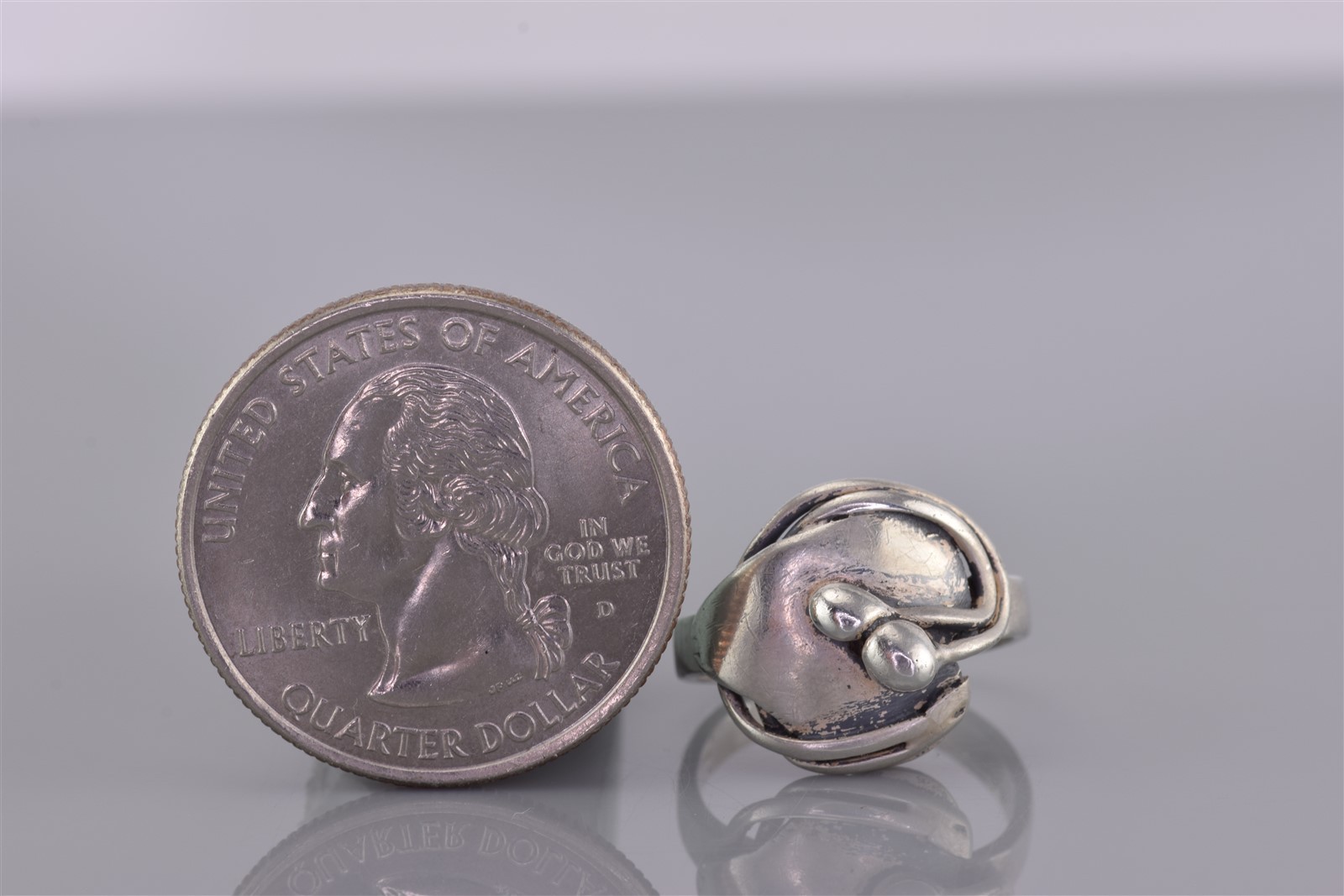 Vintage Sterling Silver 14mm Wrap Around Beaded Band Ring 925 Sz: 4