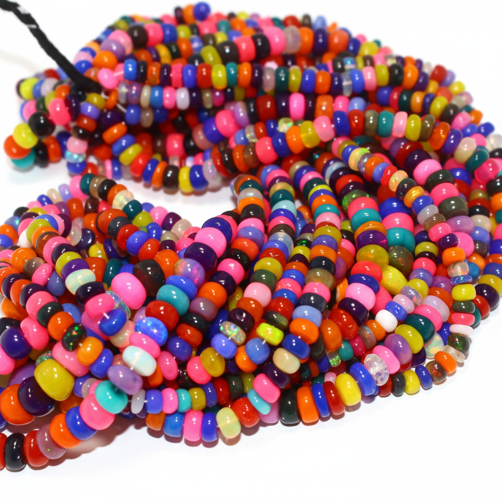 Multi Color Opal Beads Strand 4-5mm Rondelle Gemstone 16 Inch Jewelry Making