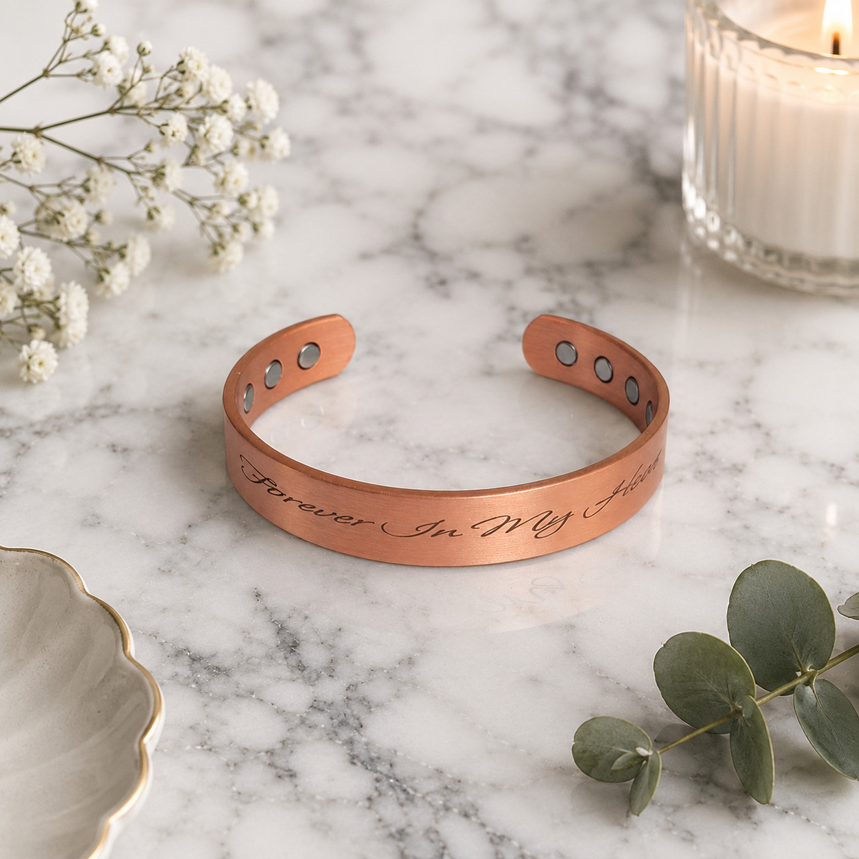 Pure Solid Copper Magnetic Bracelet Arthritis Therapy Cuff Forever In My Heart