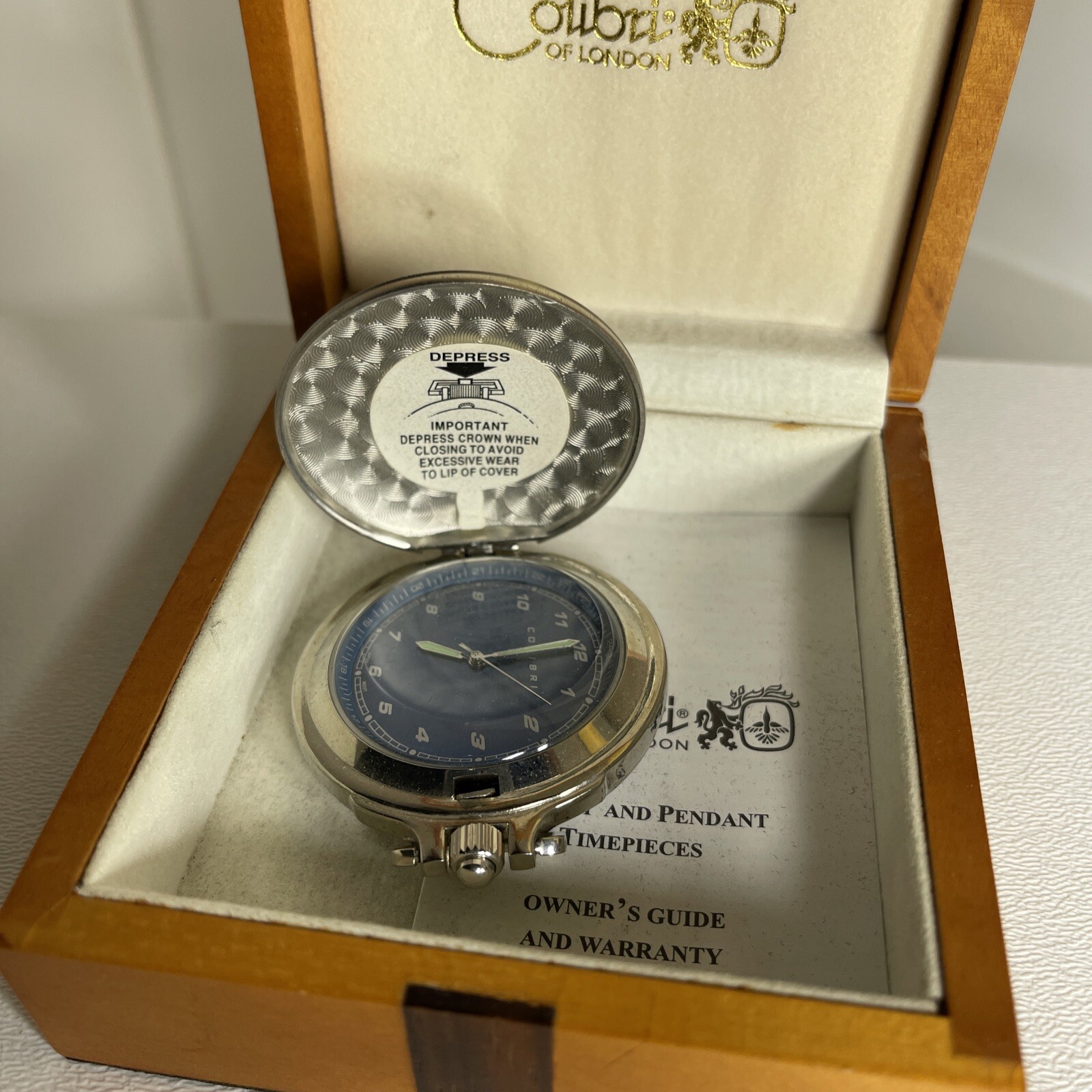 Colibri -Japan Movement -Pocket Watch -Wooden Box -New Luxury- RARE