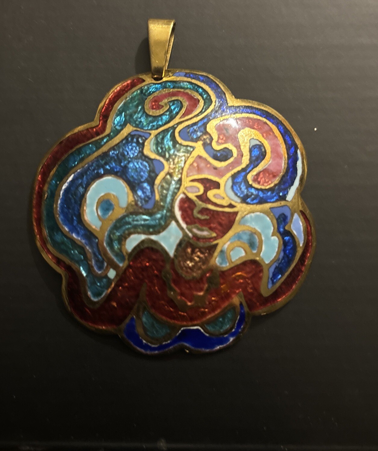 Enamel And Metal Necklace Pendant – Hand Painted “Duba 79” Cloisonné