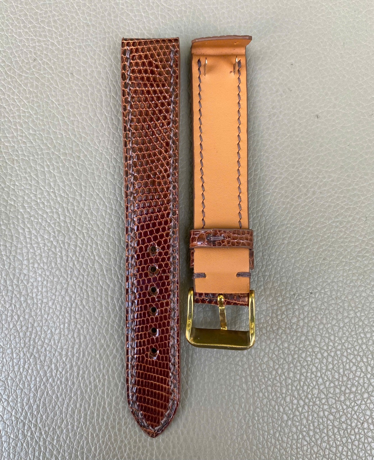 Open Ended Brown Genuine Lizard Leather Watch Strap size 12 13 14 15 16 17..26mm