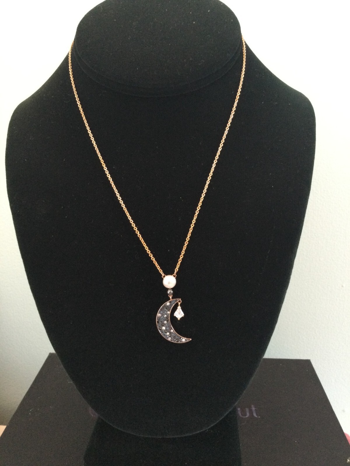 Genuine Signed Swarovski SUBLIMA Moon Pendant, Boxed with Tag