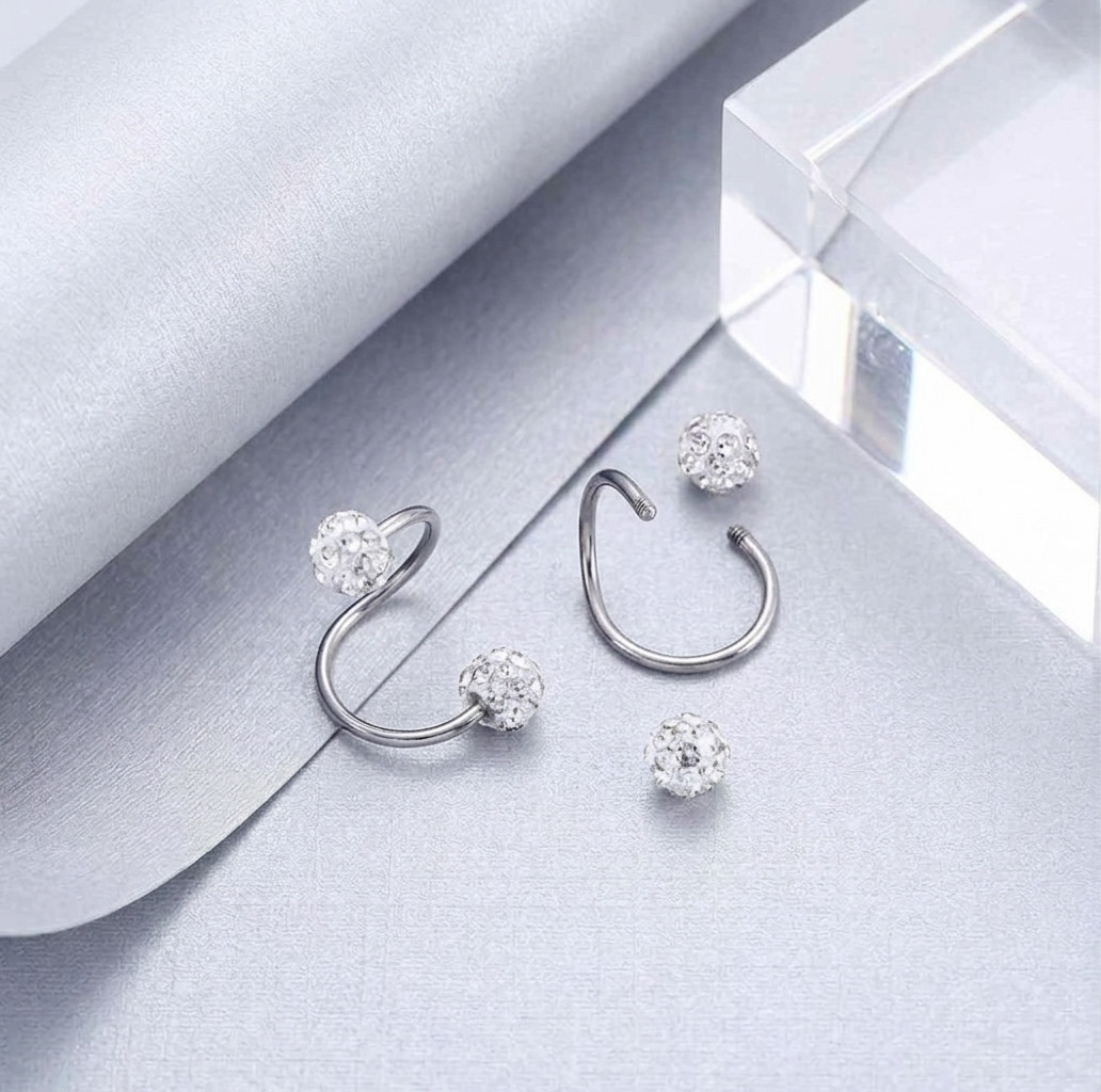 2Pcs Double Ball Stud Earrings Sparkling Pave Crystal Disco Bead Jewelry