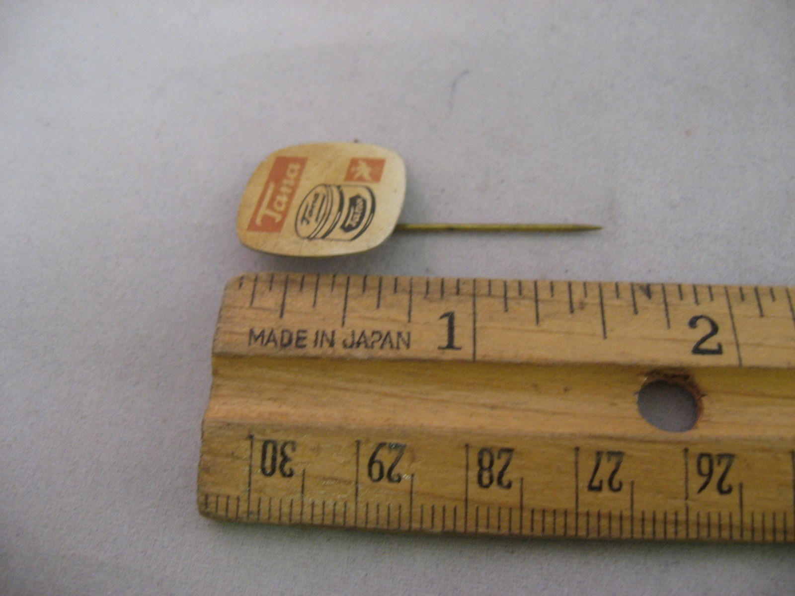 Vintage Tana Shoe Polish Advertising Lapel Stick Pin Cream Orange Elk Logo Promo
