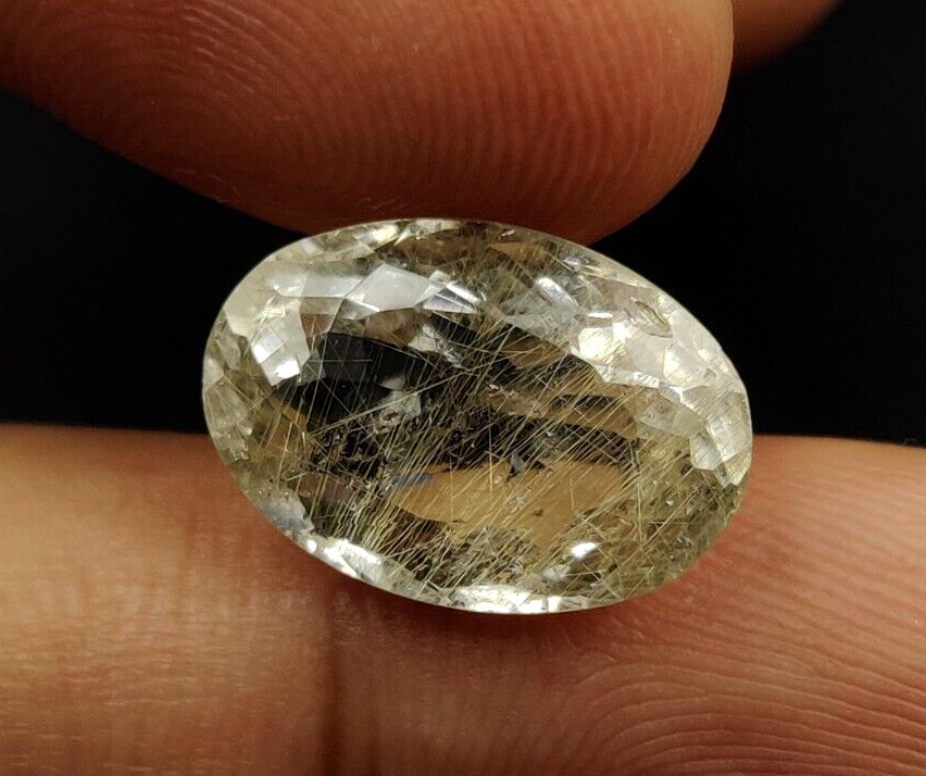 9.2 Ct Natural Rutilated Quartz Gemstone 16.7X11.6X8mm Oval Faceted Cut W222