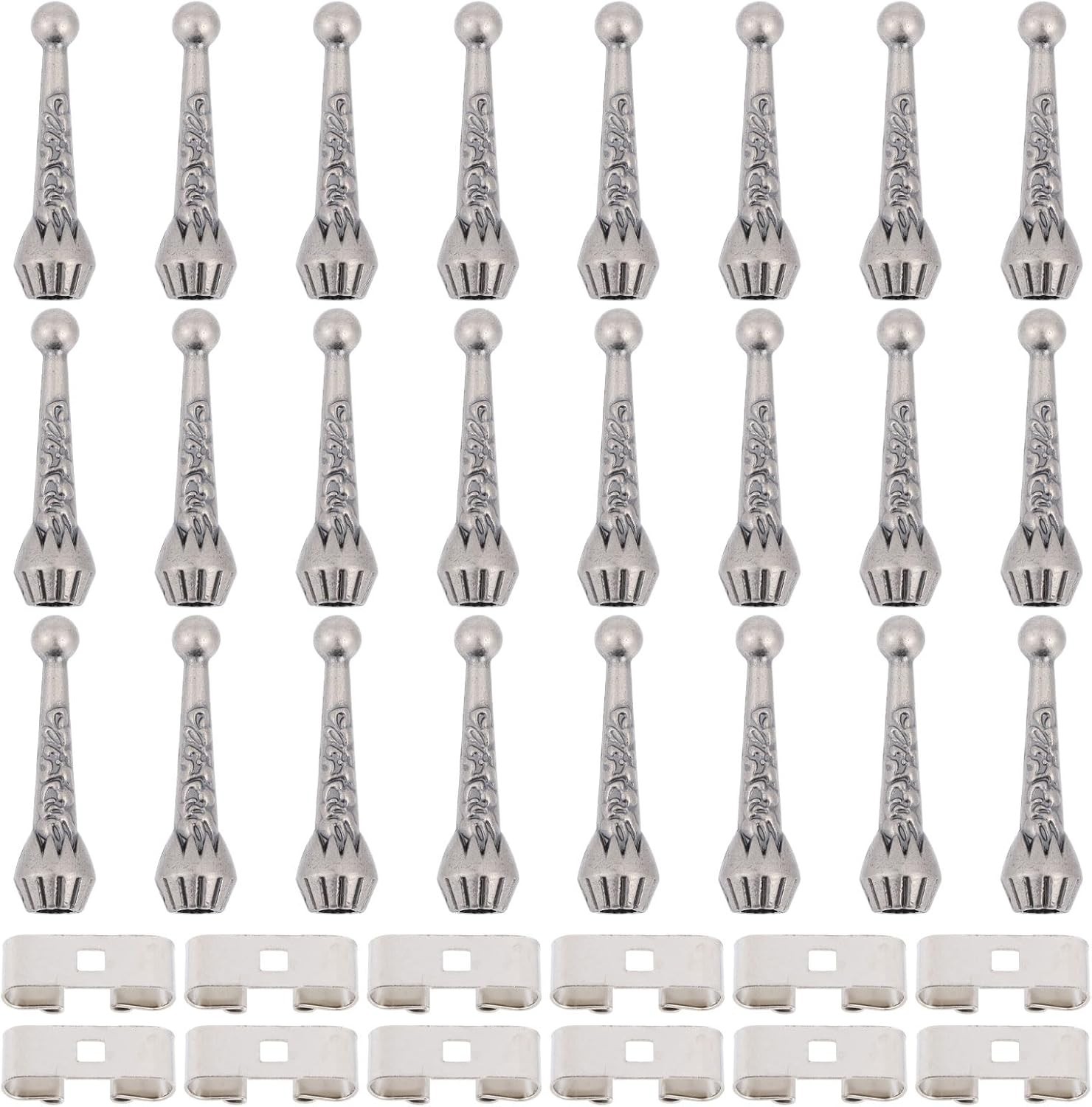 Bolo Tie Findings Kit: 36Pcs Antique Silver Tips, End Caps & Slide Clasps