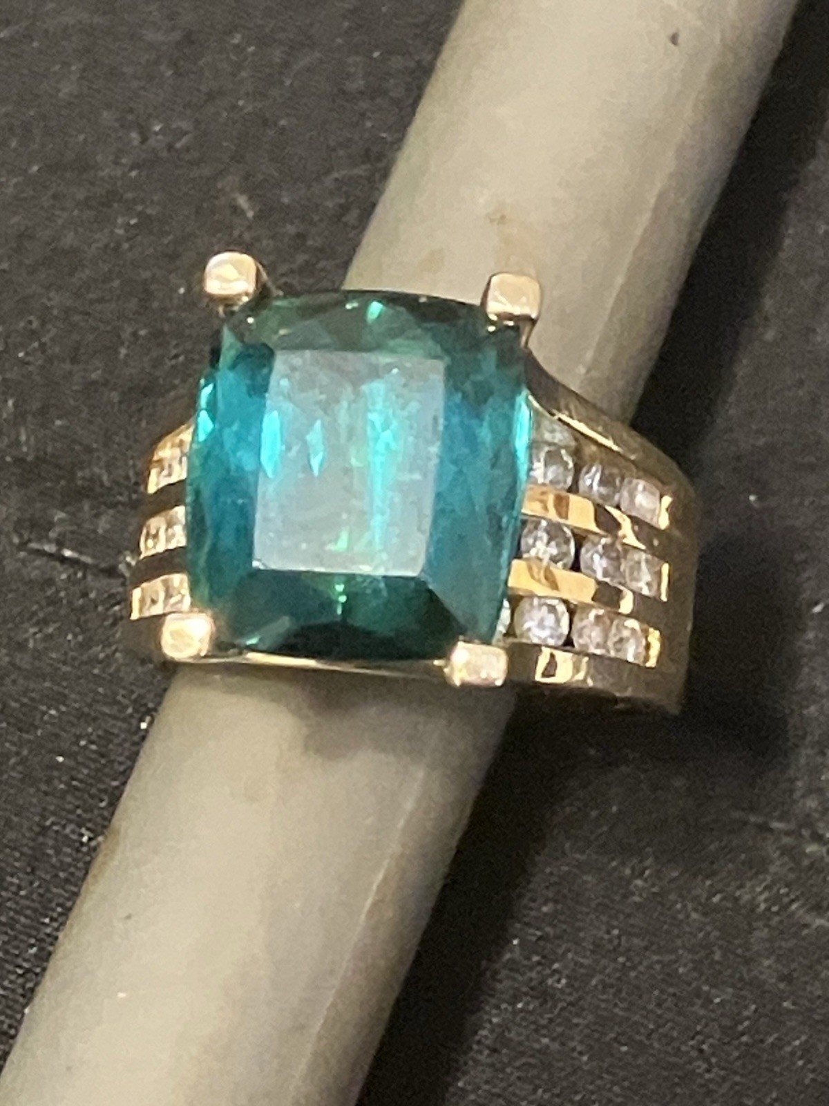FRANK LAU CUSTOM 14k GOLD 7.74 CT INDICOLITE TOURMALINE DIAMOND RING 6.5 11,600