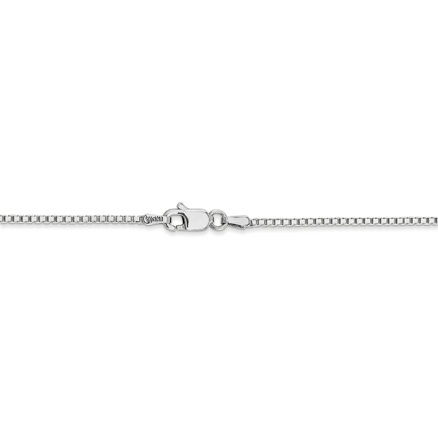 14k White Gold 1.3mm Solid Plain Box Link Chain w/ Lobster Clasp 14″ – 30″