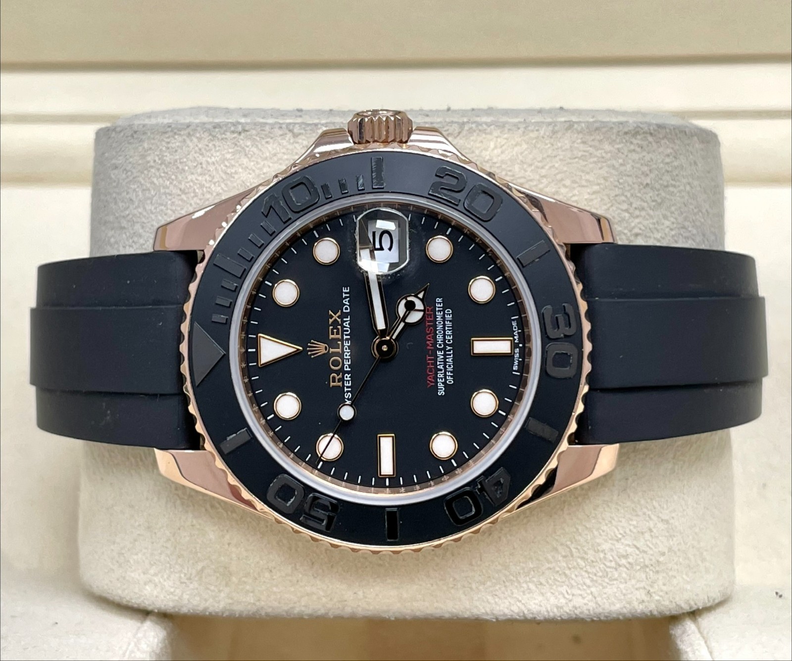Rolex Yacht-Master 268655 Rose Gold On Oysterflex 2015 Full Set 37mm