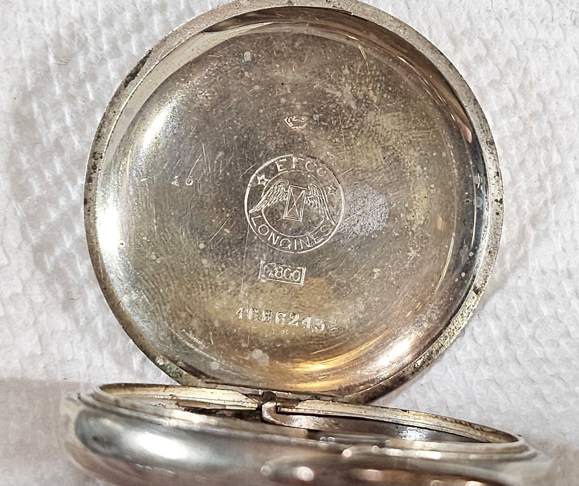 Vintage 16s Longines 800 Silver Hunter Pocket Watch Case