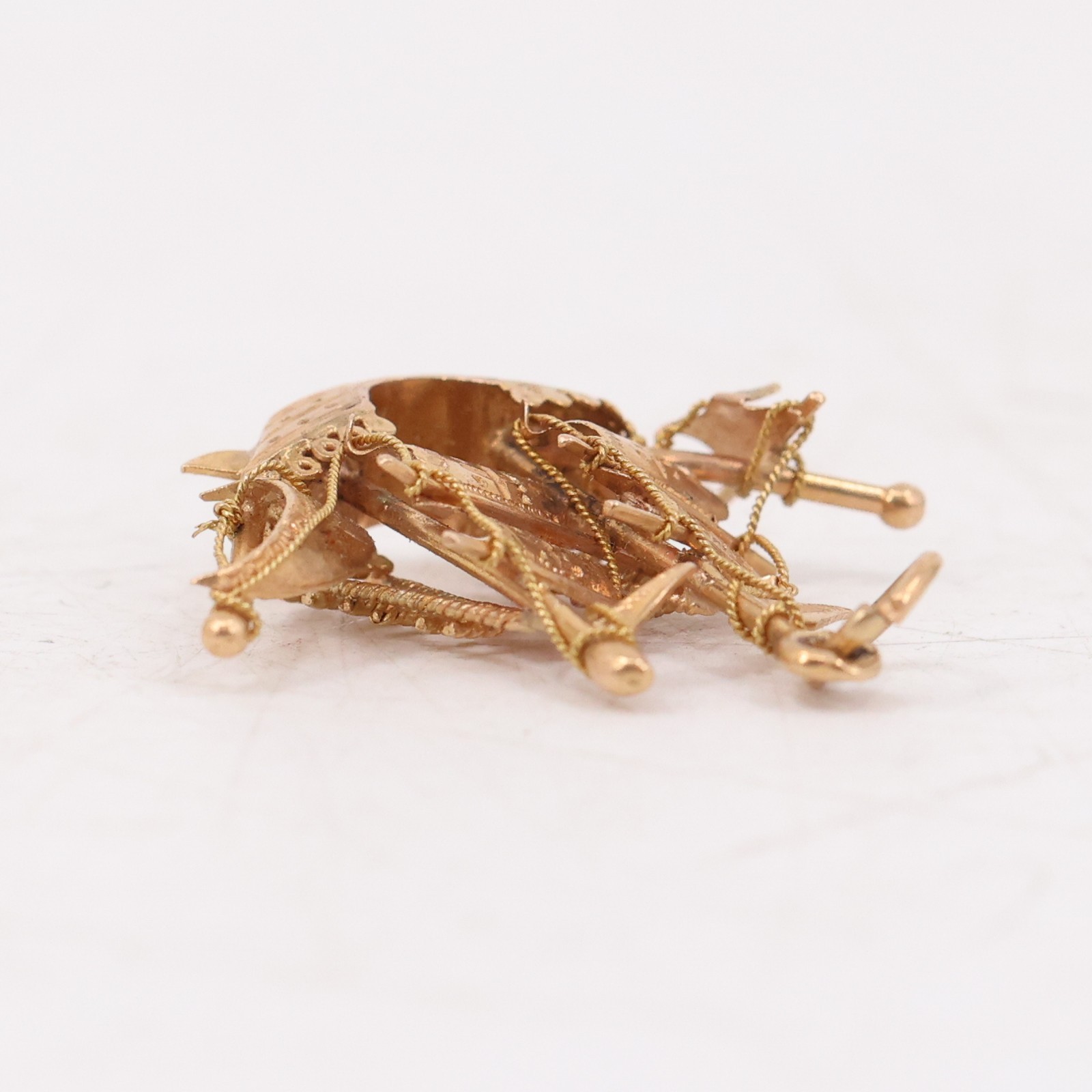 18KT Gold Karat 2.4 Grams Spanish Galleon Pirate Ship Charm Necklace Pendant