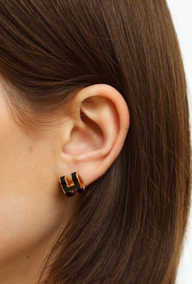 Mini Pop H Enamel Gold Plated Stud Earring