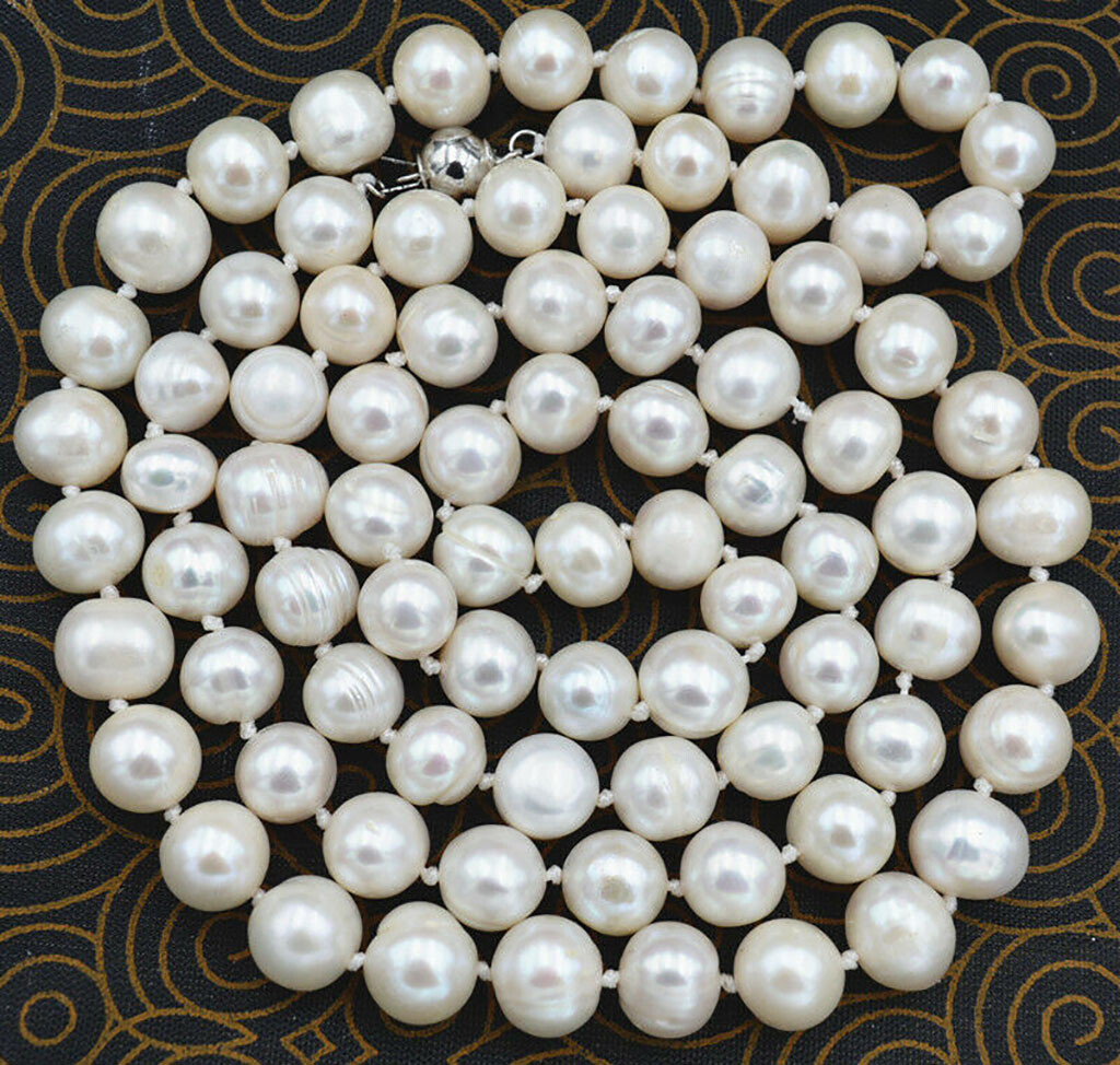 7-8/8-9mm Genuine Natural White Akoya Freshwater Cultured Pearl Necklace 25″